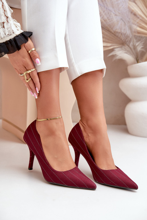  zapatos de tacón alto Femenino con rayas borgoña Tifidra