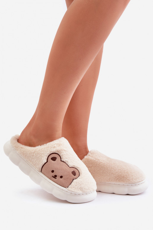 con un abrigo de piel Zapatillas Femenino osos de peluche color marfil Firedi con un abrigo de piel Zapatillas Femenino osos de peluche color marfil Firedi