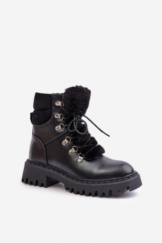 calentamiento Botas zapatos Al castillo de cuero ecológico de color negro ENillatta calentamiento Botas zapatos Al castillo de cuero ecológico de color negro ENillatta