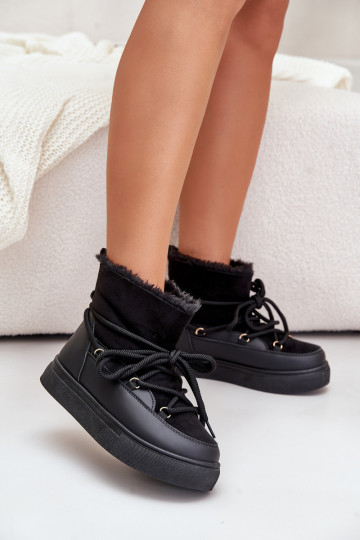 Botas de nieve Femenino con una plataforma calentamiento con pelo dentro de color negro Aziara 2