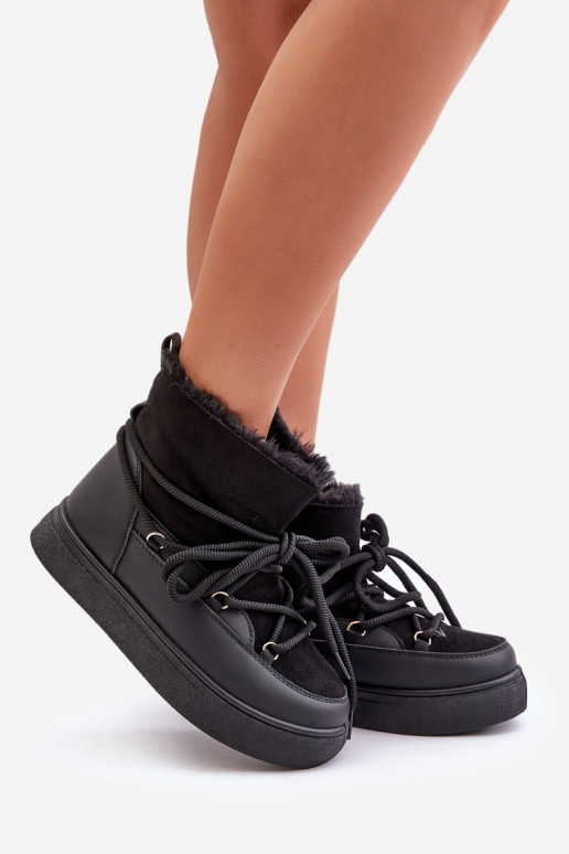 Botas de nieve Femenino con una plataforma calentamiento con pelo dentro de color negro Aziara Botas de nieve Femenino con una plataforma calentamiento con pelo dentro de color negro Aziara