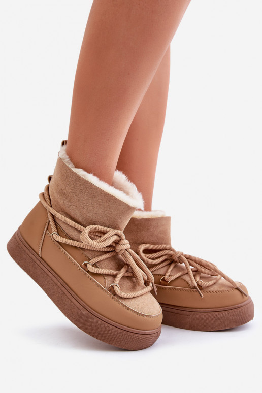Botas de nieve Femenino con una plataforma calentamiento con pelo dentro color marrón Aziara Botas de nieve Femenino con una plataforma calentamiento con pelo dentro color marrón Aziara