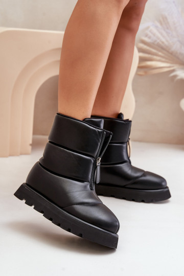 Botas de nieve con plataforma y cremalleras de cuero sintético color negro Resisia 2