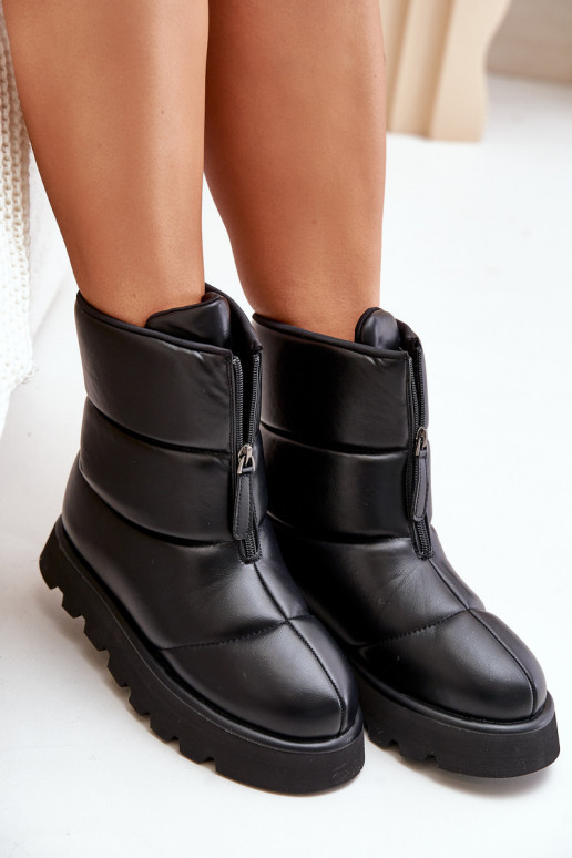 Botas de nieve con una plataforma con cremalleras Eko Piel de color negro Resisia