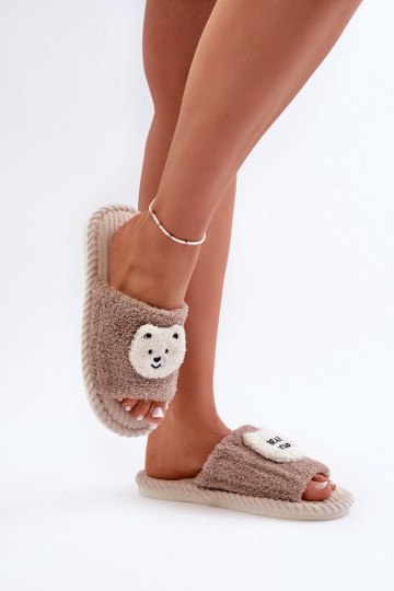 Pantuflas de mujer con osito de peluche en marrón Lavetire
