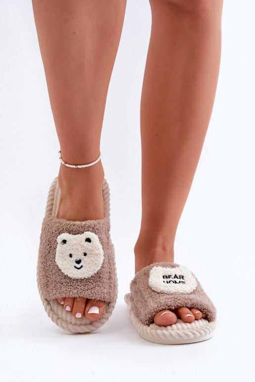 Pantuflas de mujer con osito de peluche en marrón Lavetire