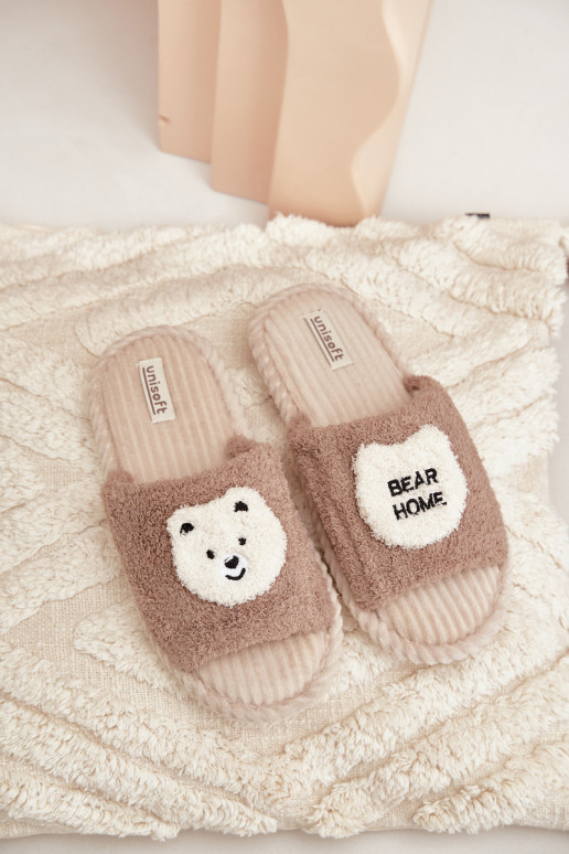 Pantuflas de mujer con osito de peluche en marrón Lavetire