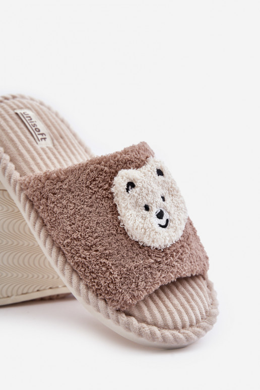 Pantuflas de mujer con osito de peluche en marrón Lavetire