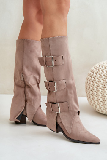 botas con tacones Z ENyAiniętą CholeAką I con hebillasmi beige Vamissa 2