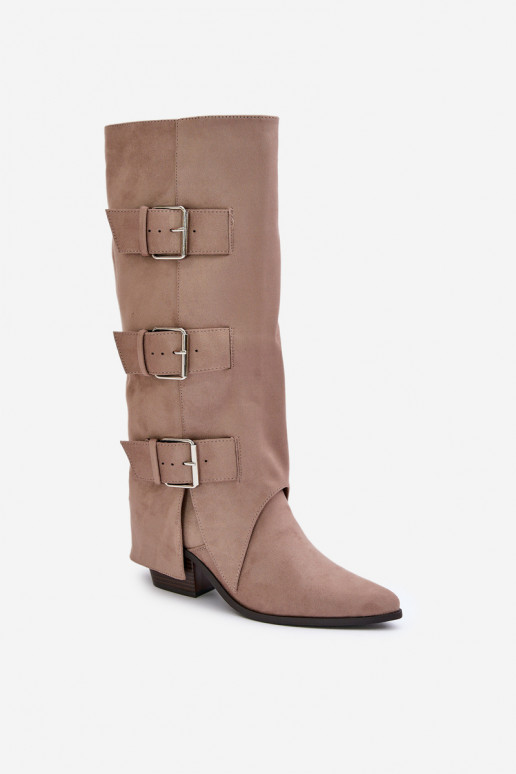 botas con tacones Z ENyAiniętą CholeAką I con hebillasmi beige Vamissa botas con tacones Z ENyAiniętą CholeAką I con hebillasmi beige Vamissa