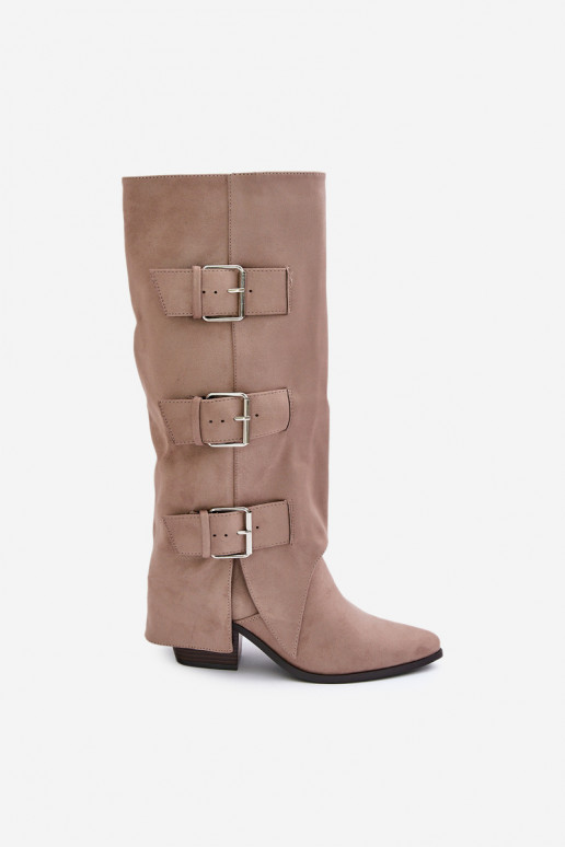 botas con tacones Z ENyAiniętą CholeAką I con hebillasmi beige Vamissa botas con tacones Z ENyAiniętą CholeAką I con hebillasmi beige Vamissa