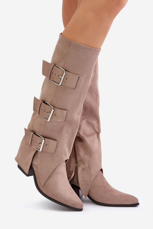 botas con tacones Z ENyAiniętą CholeAką I con hebillasmi beige Vamissa botas con tacones Z ENyAiniętą CholeAką I con hebillasmi beige Vamissa