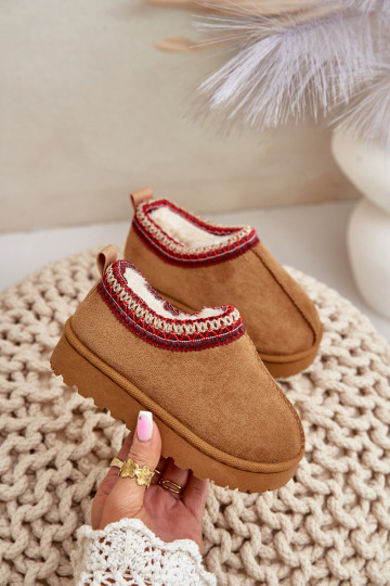 Botas de nieve para niños con plataforma, aislantes con interior de piel en marrón Vilabria