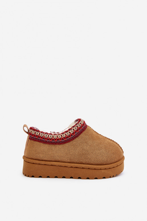 Botas de nieve para niños con plataforma, aislantes con interior de piel en marrón Vilabria