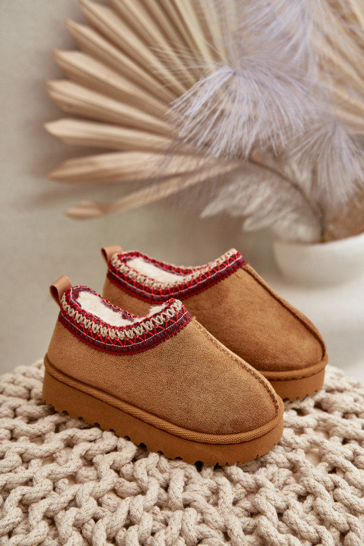 Botas de nieve para niños con plataforma, aislantes con interior de piel en marrón Vilabria