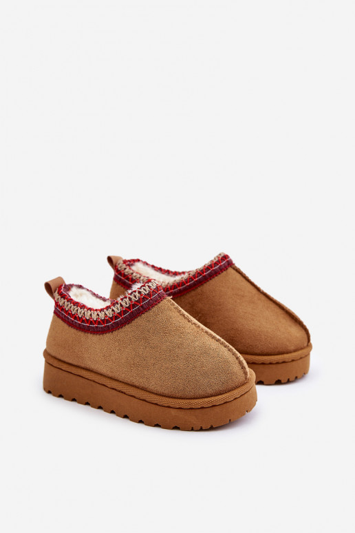 Botas de nieve para niños con plataforma, aislantes con interior de piel en marrón Vilabria