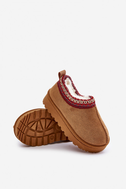 Botas de nieve para niños con plataforma, aislantes con interior de piel en marrón Vilabria