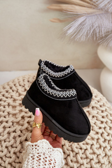 Botas de nieve para niños con plataforma, aislantes con interior de piel en negro Vilabria