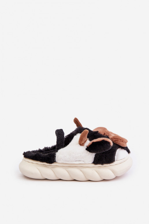 Infantil con un abrigo de piel Zapatillas con un tema KroAy de color negro Tamorrin