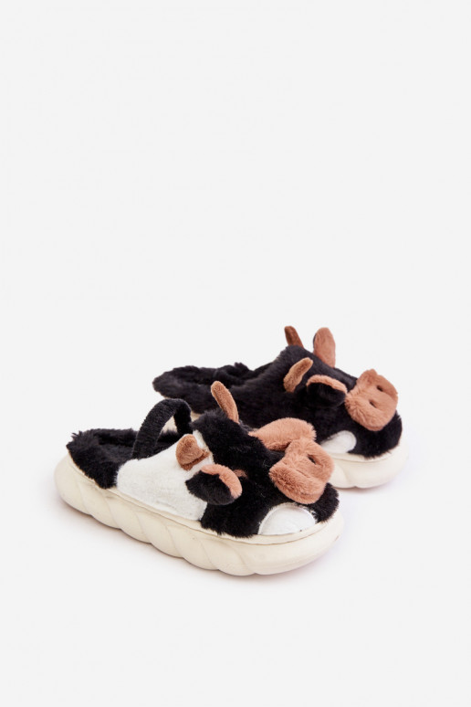 Infantil con un abrigo de piel Zapatillas con un tema KroAy de color negro Tamorrin