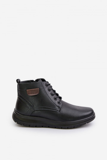 Botas para los hombres calentamiento Al castillo con cordones de color negro Hlimena 2