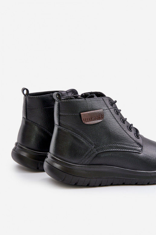 Botas para los hombres calentamiento Al castillo con cordones de color negro Hlimena