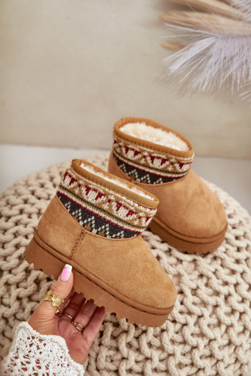 Un modelo convincente Botas de nieve Infantil con escritos ENstaAką calentamiento con pelo dentro color marrón Mirirae