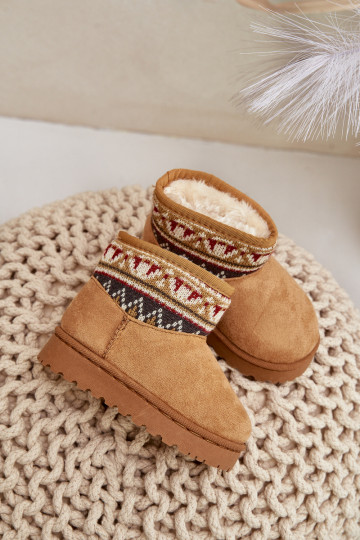 Un modelo convincente Botas de nieve Infantil con escritos ENstaAką calentamiento con pelo dentro color marrón Mirirae 2