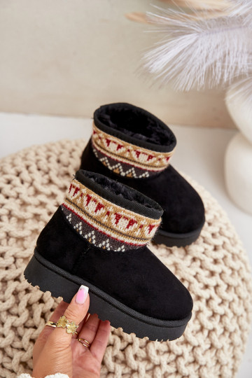 Un modelo convincente Botas de nieve Infantil con escritos calentamiento con pelo dentro de color negro Mirirae