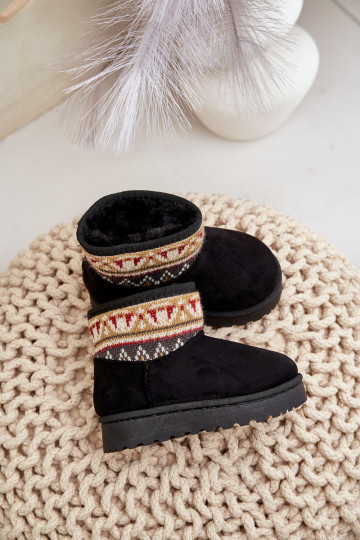 Un modelo convincente Botas de nieve Infantil con escritos calentamiento con pelo dentro de color negro Mirirae 2