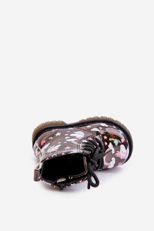 Zapatos cálidos para niños. con cremalleras unicornios de color negro Tiptop