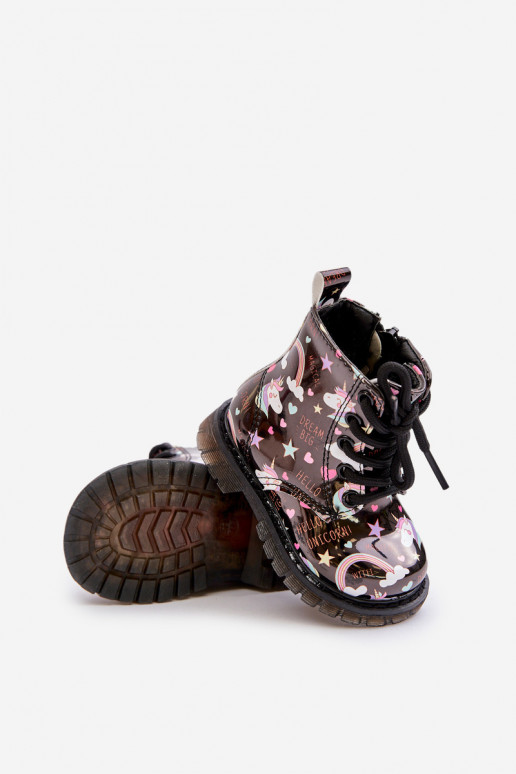 Zapatos cálidos para niños. con cremalleras unicornios de color negro Tiptop