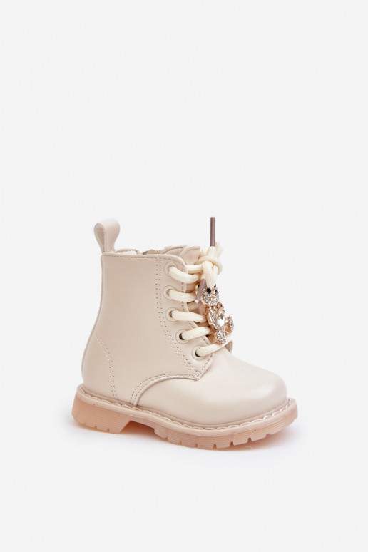 calentamiento Botas Infantil con oso Al castillo beige Enchanta