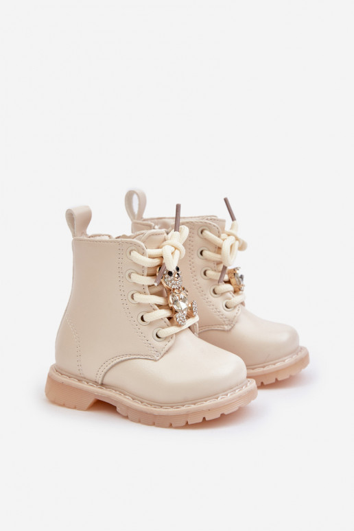 calentamiento Botas Infantil con oso Al castillo beige Enchanta