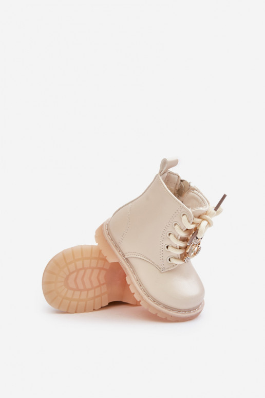 calentamiento Botas Infantil con oso Al castillo beige Enchanta