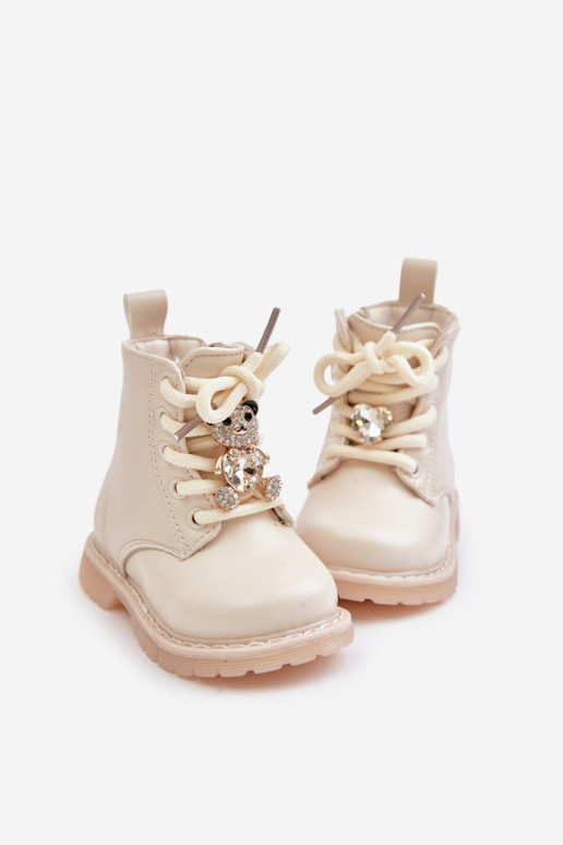 calentamiento Botas Infantil con oso Al castillo beige Enchanta