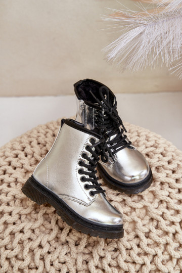 calentamiento Botas Infantil con efecto barniz Al castillo color plata Novita 2