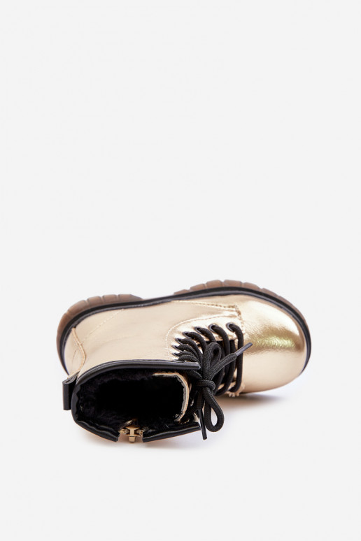 calentamiento Botas Infantil con efecto barniz Al castillo color dorado Novita