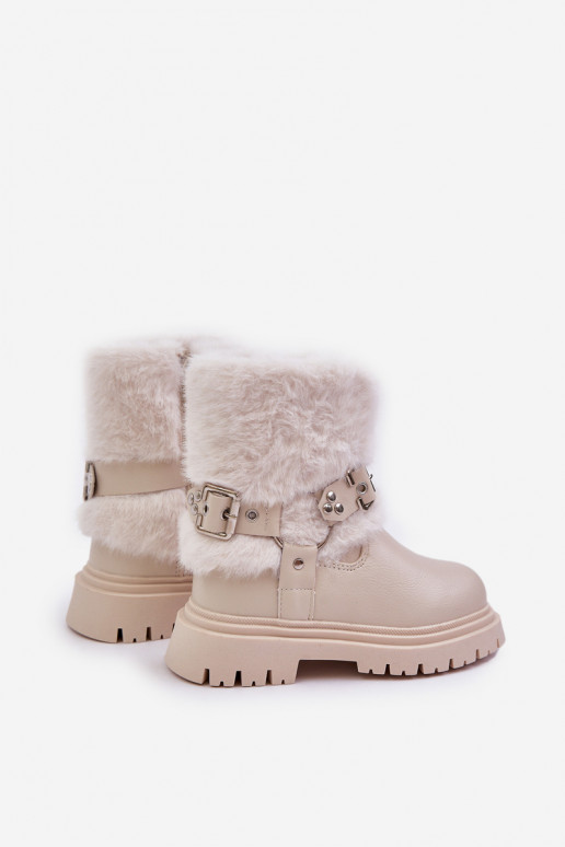Eko Piel Botas Infantil con un abrigo de piel I con hebillasmi beige Cartemes