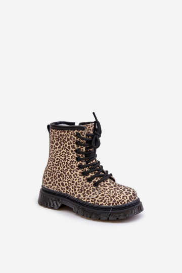 calentamiento Botas Infantil con estampados de piel de leopardo beige Nelanna