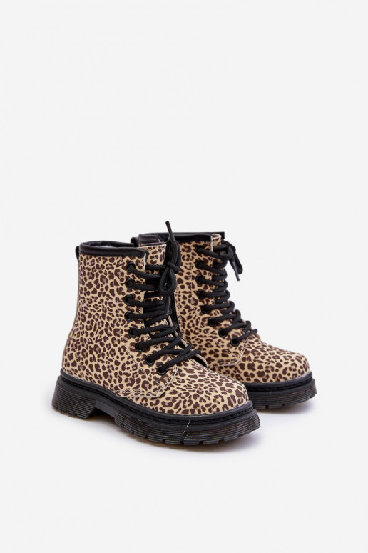 calentamiento Botas Infantil con estampados de piel de leopardo beige Nelanna