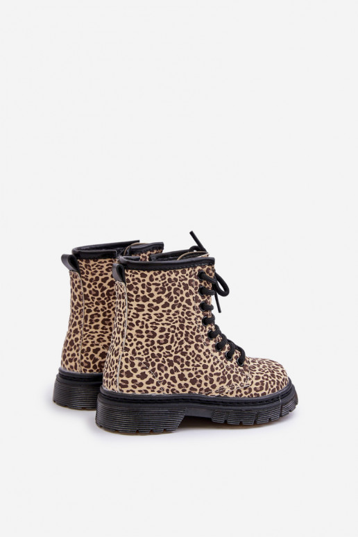 calentamiento Botas Infantil con estampados de piel de leopardo beige Nelanna