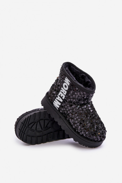 Botas de nieve para niños Botas cálidas con copos brillantes en negro Rebbica Botas de nieve para niños Botas cálidas con copos brillantes en negro Rebbica