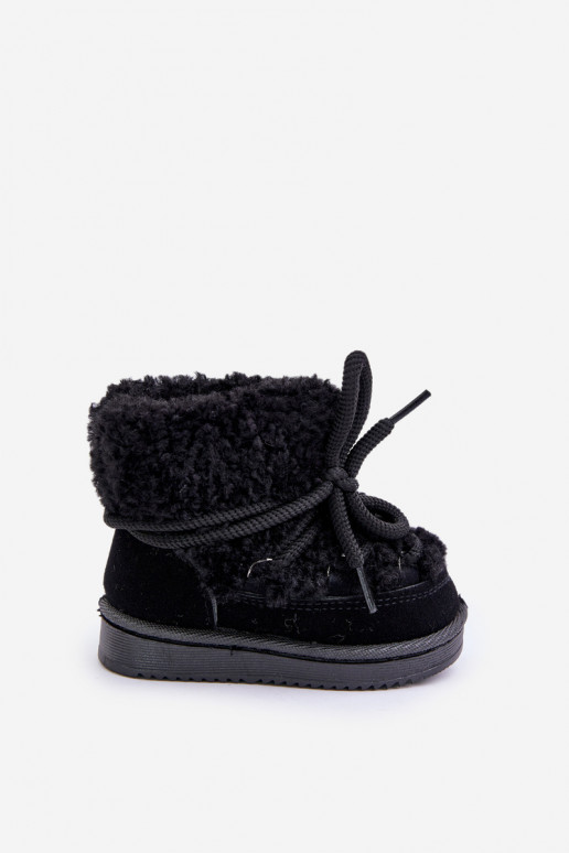 cálido Botas Botas de nieve Infantil con correas de color negro Asija