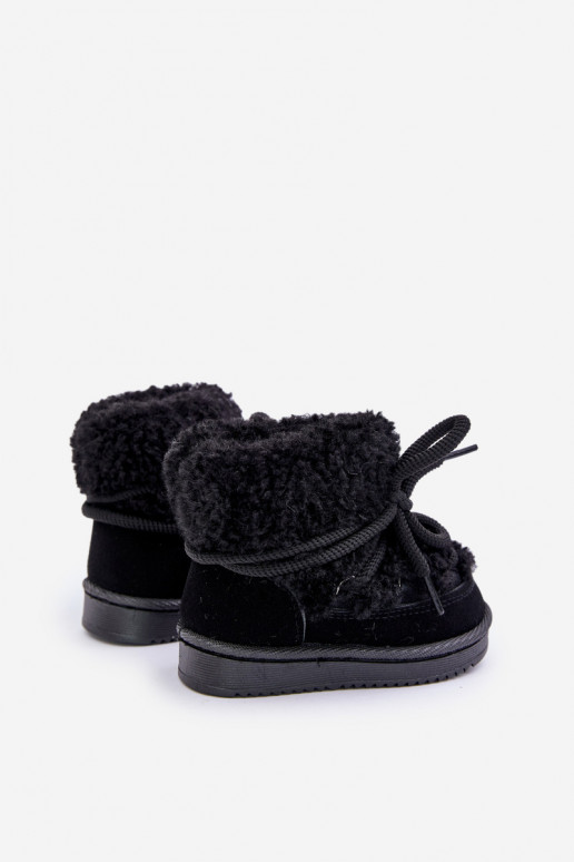 cálido Botas Botas de nieve Infantil con correas de color negro Asija