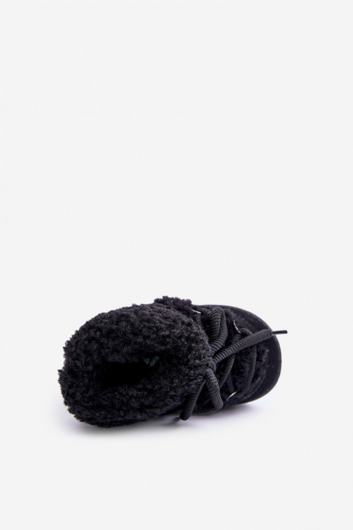 cálido Botas Botas de nieve Infantil con correas de color negro Asija