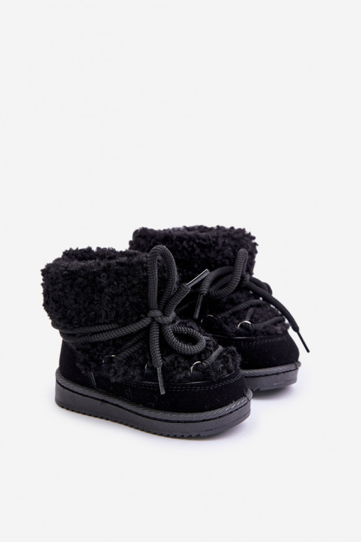 cálido Botas Botas de nieve Infantil con correas de color negro Asija