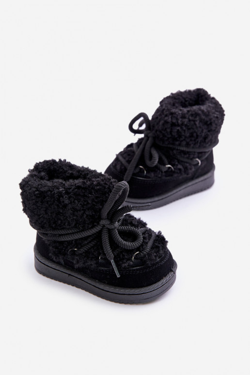 cálido Botas Botas de nieve Infantil con correas de color negro Asija