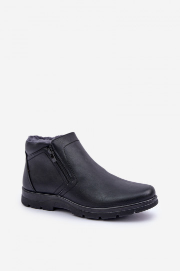 calentamiento para los hombres Botas de cuero ecológico de color negro Daniello