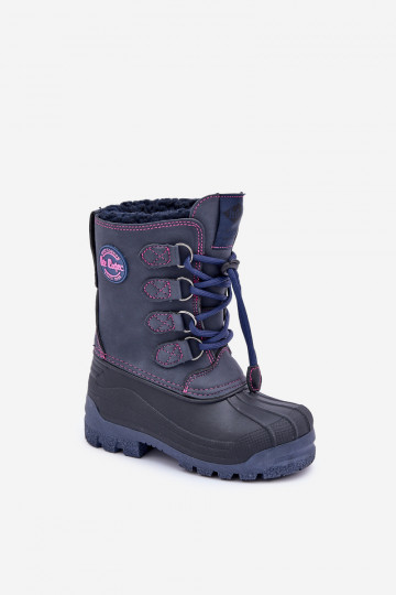 Alto cálido Botas de nieve Infantil con cierre a presión Lee Cooper LCJ-24-44-2843K azul oscuro